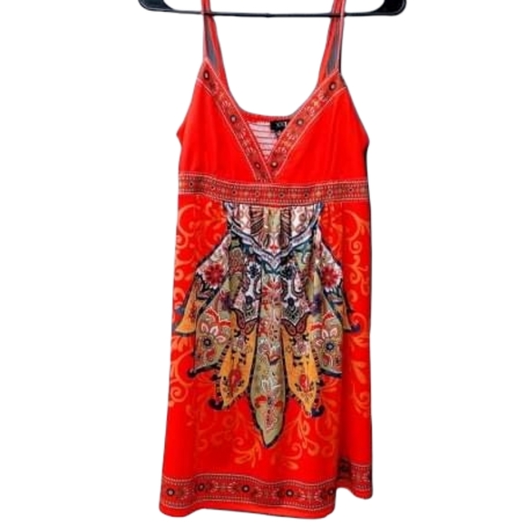 Forever 21 Dresses & Skirts - XXL orange Paisley mini dress. Adjustable spaghetti straps.